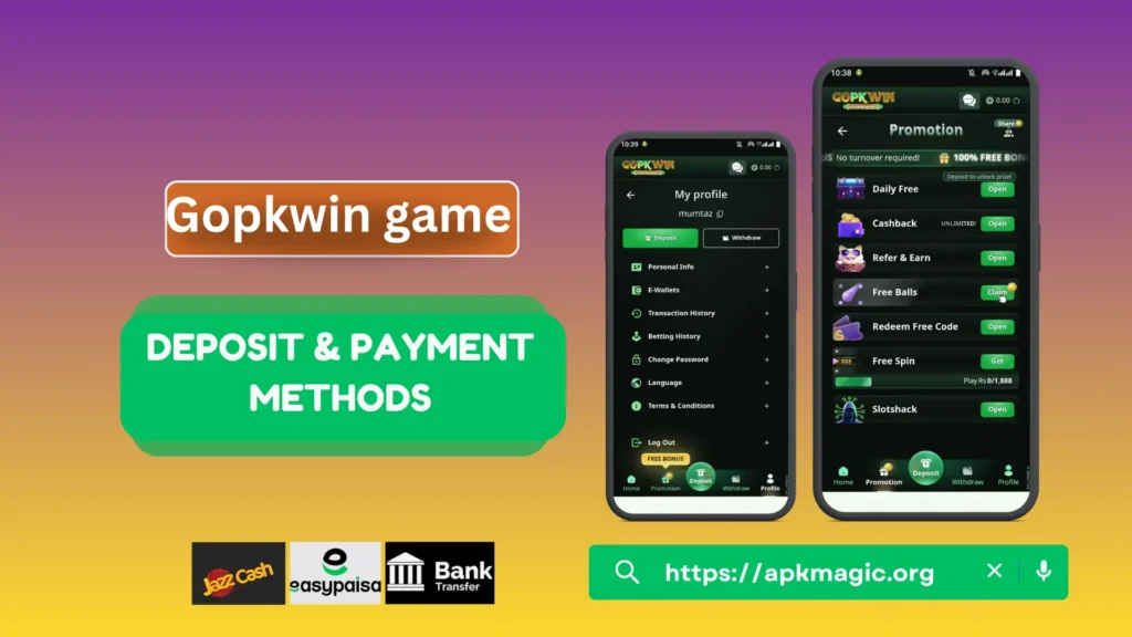 gopkwin deposits and withdraw